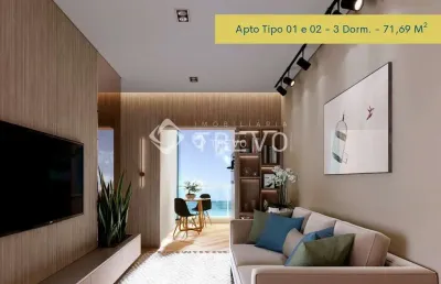 Lançamento! apartamento 3 dormitórios em frente a praia em bertioga/sp
