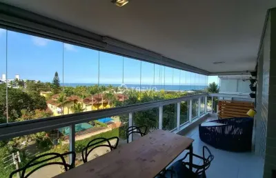 Apartamento com vista para o mar com 2 dorm, 2 wc, 2 vagas em bertioga/sp