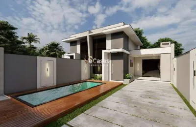Casa linear recreio com piscina em meio terreno e amplo quintal