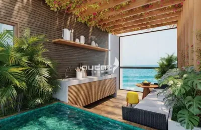 Apartamento tipo 'cobertura lateral' com piscina privativa e vista para o mar no