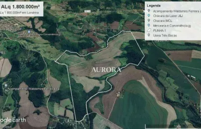 Área à venda, 1800000 m² por r$ 89.000.000,00 - zona rural - londrina/pr