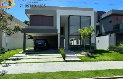 Casa alto luxo 4/4 suítes moderna conceito aberto no alphaville litoral norte 1 | abrantes.condomínio fechado.próximo shopping outlet-piscina, churras