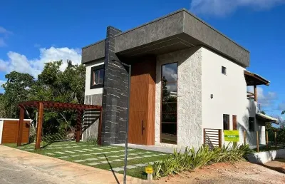 Casa alto padrão em condominio fechado no reserva imbassaí com 317 m² dividido em 4 suítes varanda integrada a sala, infraestrutura em mata são joão