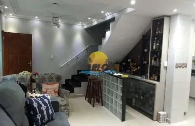 Casa em condomínio fechado com 3 quartos à venda na rua bento viana, 396, parque bitaru, são vicente por r$ 500.000