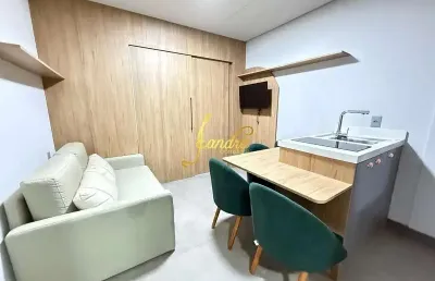 Apartamento loft(jk) com box e infra mobiliado e decorado