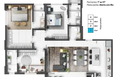 Apartamento à venda , com 3 suítes no europark noronha