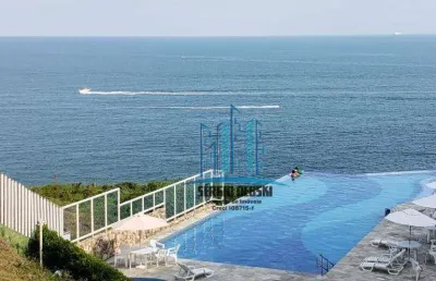 Vista mar incrível, varanda, 2 suítes. piscina com borda infinita. guarujá-sp.