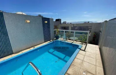 Vende-se ou aluga-se cobertura à uma quadra da praia do embaré, santos-sp. próximo ao sesc. sol da manhã