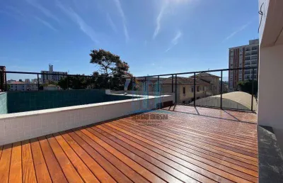 Bela casa sobreposta à venda com 3 suítes, piscina com deck, churrasqueira, solarium, amplo espaço de lazer. embaré, santos-sp.