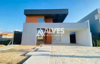 Casa com 3 suítes e áera com gourmet em condomínio de alto padrão