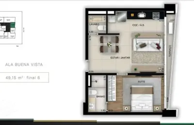 Flat - gyro vaca brava flat com 1 quarto(s) e 2 banheiro(s) à venda, 49.15 por r$ 735.000 no setor setor bueno fl24638
