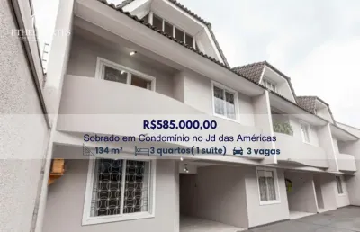 Sobrado 3 quartos à venda em condomínio, no jardim das américas.