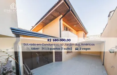 Sobrado em condomínio no jardim das américas com 136m²