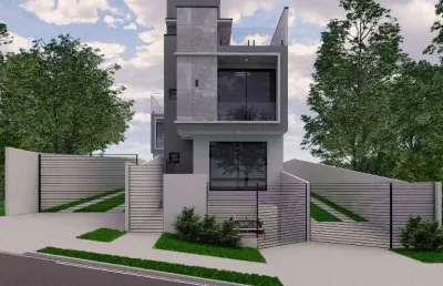 Sobrado novo de frente para a rua, com 3 dormitórios à venda, 195 m² por r$ 990.000 - uberaba - curitiba/pr