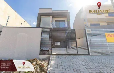 Sobrado novo de frente para a rua, com 3 dormitórios à venda, 122 m² por r$ 799.000 - xaxim - curitiba/pr