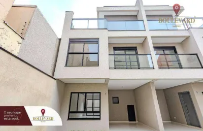Sobrado novo em condomínio fechado, com 3 dormitórios à venda, 128 m² por r$ 879.000 - jardim das américas - curitiba/pr