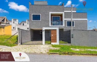 Sobrado novo de frente para a rua com jardim e 3 dormitórios à venda, 106 m² por r$ 680.000 - atuba - curitiba/pr
