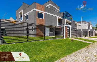 Sobrado novo de esquina com amplo quintal e 4 dormitórios à venda, 145 m² por r$ 880.000 - atuba - curitiba/pr