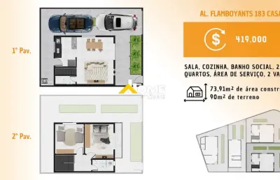 Casa à venda, 2 quartos, 2 vagas, masterville - sarzedo/mg