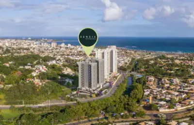 Apartamento com 3 quartos suite e varanda em patamares vista mar