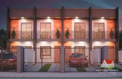 Sobrado geminado c/02 quartos c/suite + espaco aos fundos + 02 vagas de garagem no aventureiro!