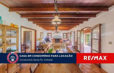 Casa para locação, 350m²,  condomínio vale de santa fé, vinhedo-sp.  com 4 quartos, piscina em terreno de 14.370 m²