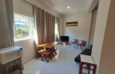 Amplo apartamento mobiliado para alugar, 50m² 01 dorm. boa vista, são vicente - sp