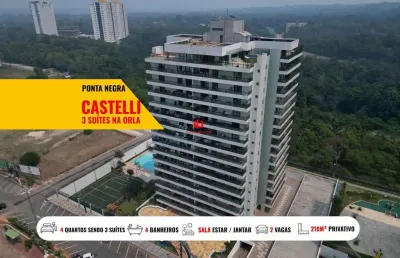 Apartamento para locação em manaus, ponta negra, 4 dormitórios, 3 suítes, 4 banheiros, 2 vagas