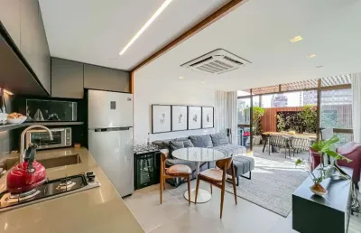 Apartamento garden com 1 dormitório, 68m² privativos, mobiliado, 2 vagas, no bairro rio branco, porto alegre - rs