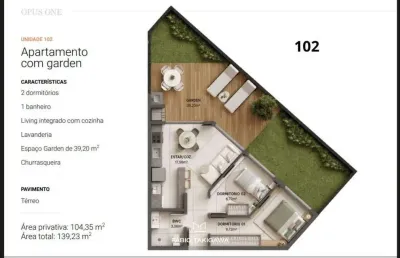 Apartamento garden para venda em florianópolis, cachoeira do bom jesus, 2 dormitórios, 1 banheiro, 1 vaga