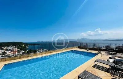 Apartamento à venda com 213,00m² , piscina com vistão para baía e 4 quartos em jg -  rio de janeiro - rj
