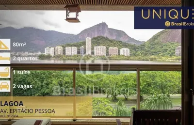 Flat em ipanema com vista deslumbrante para a lagoa, varandão, sala e 2 quartos e 2 vagas .