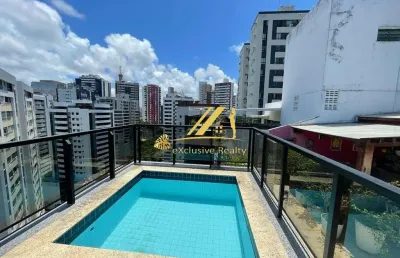 Cobertura linear no melhor da pituba. 198m2, 3 quartos, sendo 2 suítes, lavabo, piscina e dependência completa.