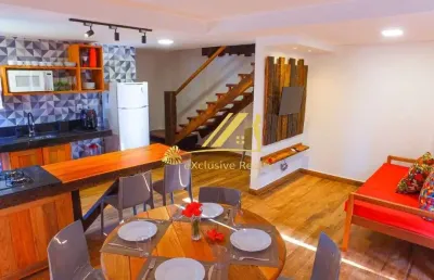 Village duplex, mutá way residence, na ponta do mutá em barra grande! 2 suítes,72m2, totalmente mobiliado a 300m da praia! condomínio com piscina!