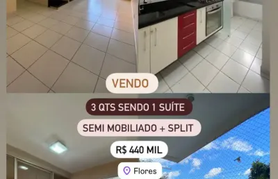 Lindo apartamento 3 quartos pra vendas semi mobiliado andar baixo