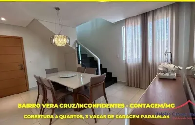 Cobertura com 4 quartos à venda na rua raimundo rodrigues lopes, 509, vera cruz, contagem por r$ 800.000