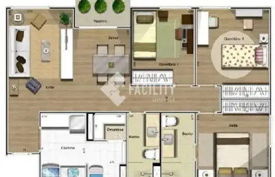 Apartamento com 3 quartos à venda no jardim do lago, campinas , 82 m2 por r$ 452.000