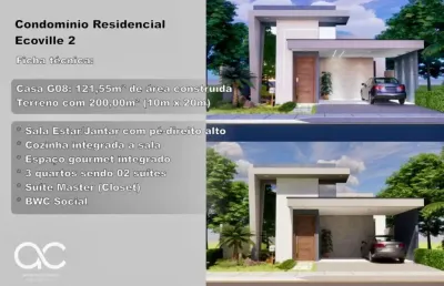 Casa térrea no cond. ecoville ii, três quartos - 121 m2 - r$500.000,00 - em construção -  whatsapp:84 9.9145.9638