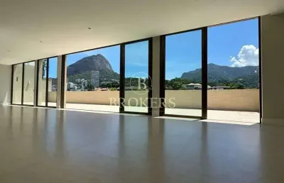 Cobertura linear à venda de 460m² no leblon, 4 suítes, vista para o verde, varandas, escritório, br