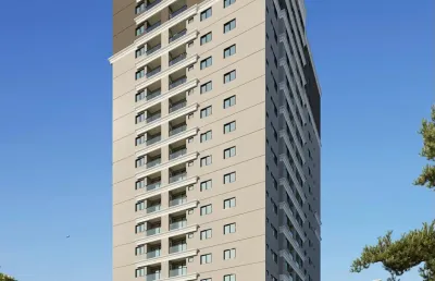 Apto novo,  suíte + um dorm e uma vaga garagem - há 350 m do mar.