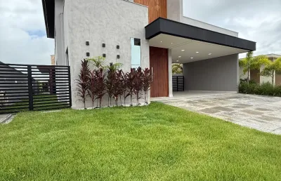 Casa térrea com 3 suítes, escritório, gourmet e piscina no jardins amsterdã – parnamirim/rn