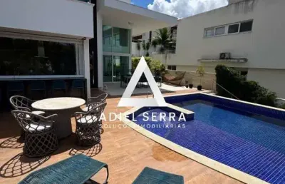 Alphaville salvador 2 - 450m² - 4 suítes sendo 3 com closet - piscina c/ borda infinita - 1 hidro - pé direito duplo - 4 vagas - dependência completa