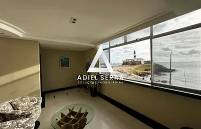 Barra - 184m² - frente mar - vista farol da barra - 3 quartos sendo 1 suíte - dependência completa - área de serviço - 2 vagas