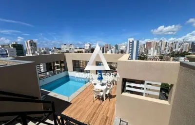 Pituba - cobertura - 211m² - vista mar - 4 pavimentos - 3 suítes - ventilado - decorado - armários - climatizado - piscina - salão gourmet - 2 vagas