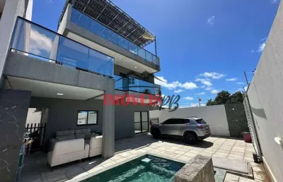 Casa triplex a100 metros da praia com vista mar, 4 quartos e piscina