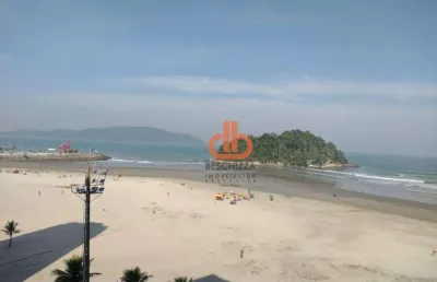 Frente mar mobiliado tres quartos, uma vaga josé menim - santos -sp