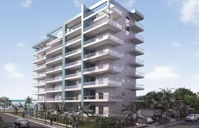 Apartamento pé na areia com vista permanente para o mar, bairro indaiá, bertioga