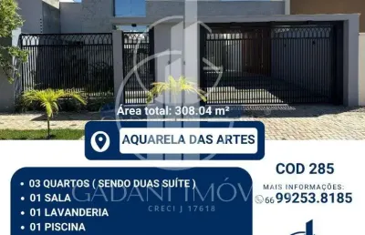 Casa em condomínio fechado com 3 quartos à venda na avenida das figueiras, 02, aquarela das artes, sinop, 183 m2 por r$ 1.650.000