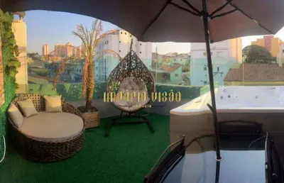 Linda cobertura com jacuzzi, 3 dormitórios, sendo 2 suítes, 1 lavabo e sacada - são vicente - mauá -sp