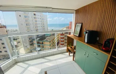 Apto 02 dorms 1 suíte, 72 m² de área útil, mobiliado e decorado  e vista mar